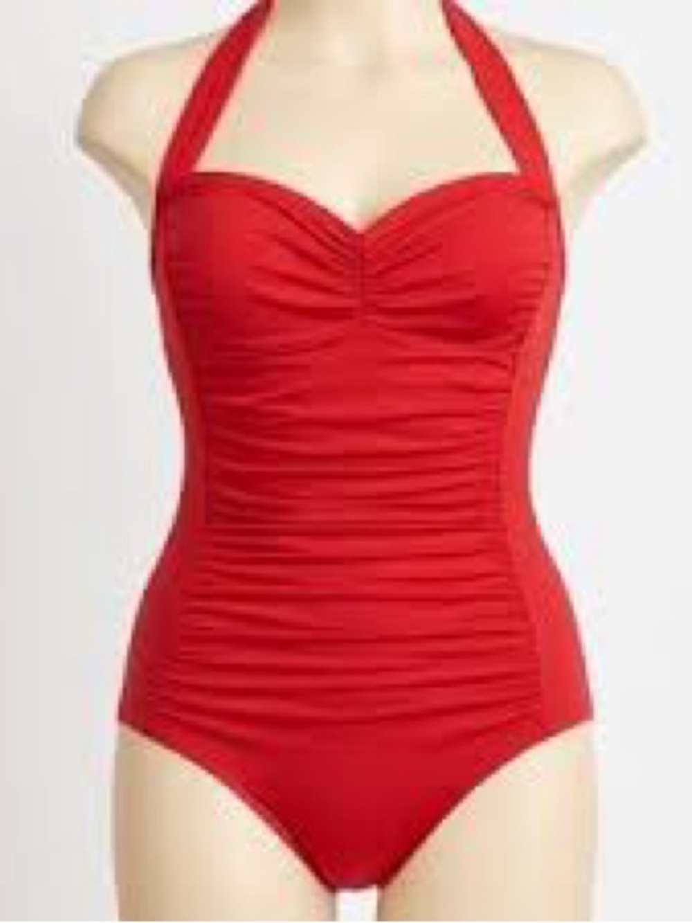 Ruby Ribbon ‘Riviera’ Classic Red Halter One-Piece Swimsuit - Picture 2 of 9